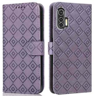 For Motorola Edge+ Embossed Big Small Concentric Squares Pattern Horizontal Flip Leather Case with Card Slot & Holder & Wallet(Purple)