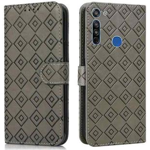 For Motorola Moto G8 / G Fast Embossed Big Small Concentric Squares Pattern Horizontal Flip Leather Case with Card Slot & Holder & Wallet(Grey)