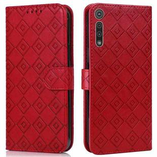 For Motorola Moto G8 Play / One Macro Embossed Big Small Concentric Squares Pattern Horizontal Flip Leather Case with Card Slot & Holder & Wallet(Red)