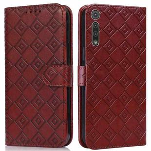 For Motorola Moto G8 Play / One Macro Embossed Big Small Concentric Squares Pattern Horizontal Flip Leather Case with Card Slot & Holder & Wallet(Brown)