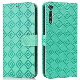 For Motorola Moto G8 Play / One Macro Embossed Big Small Concentric Squares Pattern Horizontal Flip Leather Case with Card Slot & Holder & Wallet(Green)