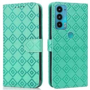 For Motorola Edge 20 Embossed Big Small Concentric Squares Pattern Horizontal Flip Leather Case with Card Slot & Holder & Wallet(Green)