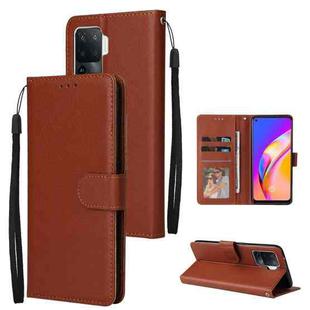 For OPPO A94 4G Multifunctional Horizontal Flip Leather Case, with Three Card Slot & Holder & Photo Frame & Lanyard(Brown)