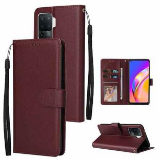 For OPPO A94 4G Multifunctional Horizontal Flip Leather Case, with Three Card Slot & Holder & Photo Frame & Lanyard(Red Wine)