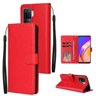 For OPPO A94 4G Multifunctional Horizontal Flip Leather Case, with Three Card Slot & Holder & Photo Frame & Lanyard(Red)