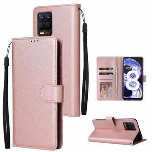 For OPPO Realme 8 / 8 Pro 4G Multifunctional Horizontal Flip Leather Case, with Three Card Slot & Holder & Photo Frame & Lanyard(Rose Gold)