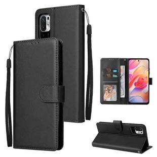For Xiaomi Redmi Note 10 5G Multifunctional Horizontal Flip Leather Case, with Three Card Slot & Holder & Photo Frame & Lanyard(Black)