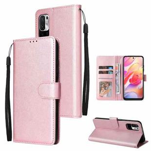 For Xiaomi Redmi Note 10 5G Multifunctional Horizontal Flip Leather Case, with Three Card Slot & Holder & Photo Frame & Lanyard(Rose Gold)