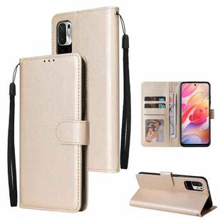 For Xiaomi Redmi Note 10 5G Multifunctional Horizontal Flip Leather Case, with Three Card Slot & Holder & Photo Frame & Lanyard(Tyrant Gold)