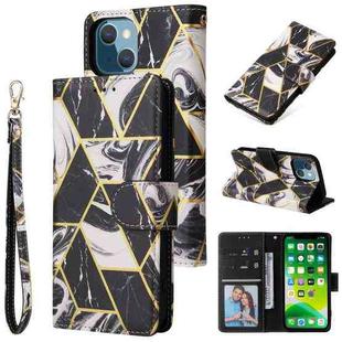 For iPhone 13 mini Marble Bronzing Stitching Horizontal Flip PU Leather Case with Holder & Card Slots & Wallet & Photo Frame (Black)
