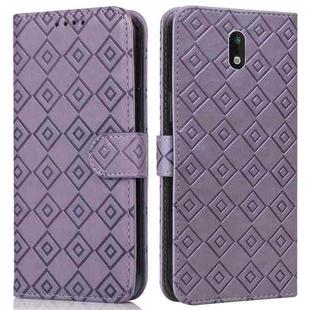 For Nokia 1.3 Embossed Big Small Concentric Squares Pattern Horizontal Flip Leather Case with Card Slot & Holder & Wallet(Purple)
