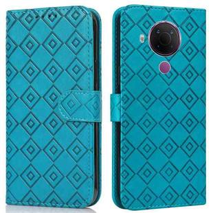 For Nokia 5.4 / 3.4 Embossed Big Small Concentric Squares Pattern Horizontal Flip Leather Case with Card Slot & Holder & Wallet(Blue)