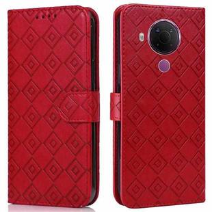 For Nokia 5.4 / 3.4 Embossed Big Small Concentric Squares Pattern Horizontal Flip Leather Case with Card Slot & Holder & Wallet(Red)