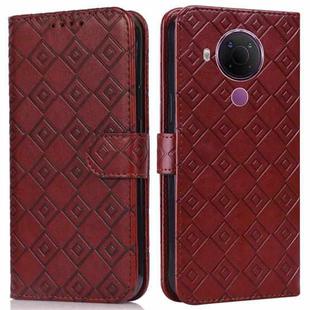 For Nokia 5.4 / 3.4 Embossed Big Small Concentric Squares Pattern Horizontal Flip Leather Case with Card Slot & Holder & Wallet(Brown)