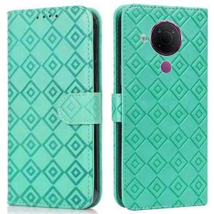 For Nokia 5.4 / 3.4 Embossed Big Small Concentric Squares Pattern Horizontal Flip Leather Case with Card Slot & Holder & Wallet(Green)