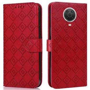 For Nokia 6.3 / G10 / G20 Embossed Big Small Concentric Squares Pattern Horizontal Flip Leather Case with Card Slot & Holder & Wallet(Red)
