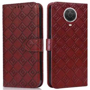 For Nokia 6.3 / G10 / G20 Embossed Big Small Concentric Squares Pattern Horizontal Flip Leather Case with Card Slot & Holder & Wallet(Brown)