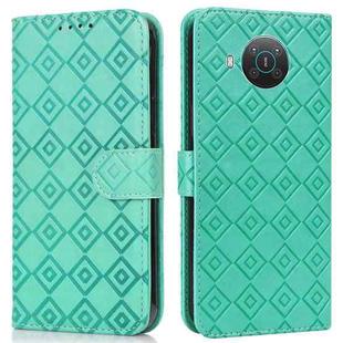 For Nokia X20 / X10 Embossed Big Small Concentric Squares Pattern Horizontal Flip Leather Case with Card Slot & Holder & Wallet(Green)