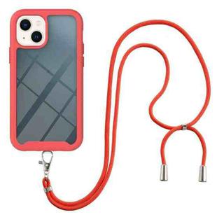 For iPhone 13 mini Starry Sky Solid Color Series Shockproof PC + TPU Protective Case with Neck Strap (Red)