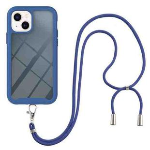For iPhone 13 mini Starry Sky Solid Color Series Shockproof PC + TPU Protective Case with Neck Strap (Blue)