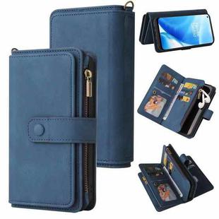 For OnePlus Nord N200 5G Skin Feel PU + TPU Horizontal Flip Leather Case With Holder & 15 Cards Slot & Wallet & Zipper Pocket & Lanyard(Blue)