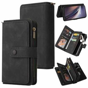 For OnePlus Nord CE 5G Skin Feel PU + TPU Horizontal Flip Leather Case With Holder & 15 Cards Slot & Wallet & Zipper Pocket & Lanyard(Black)