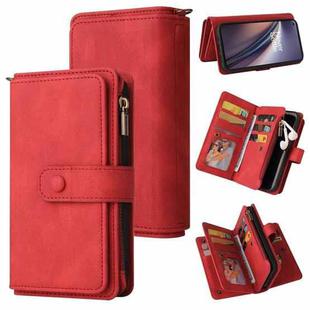 For OnePlus Nord CE 5G Skin Feel PU + TPU Horizontal Flip Leather Case With Holder & 15 Cards Slot & Wallet & Zipper Pocket & Lanyard(Red)