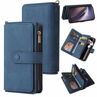 For OnePlus Nord CE 5G Skin Feel PU + TPU Horizontal Flip Leather Case With Holder & 15 Cards Slot & Wallet & Zipper Pocket & Lanyard(Blue)
