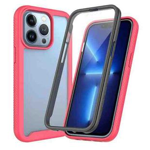 For iPhone 13 Pro Starry Sky Solid Color Series Shockproof PC + TPU Case with PET Film (Rose Red)