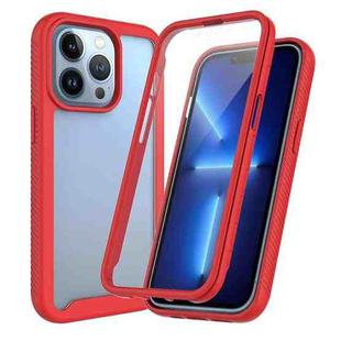 For iPhone 13 Pro Starry Sky Solid Color Series Shockproof PC + TPU Case with PET Film (Red)