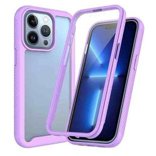 For iPhone 13 Pro Starry Sky Solid Color Series Shockproof PC + TPU Case with PET Film (Light Purple)