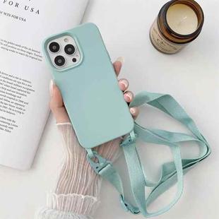 For iPhone 11 Pro Elastic Silicone Protective Case with Wide Neck Lanyard (Sky Blue)