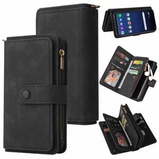 For LG G9 / Velvet Skin Feel PU + TPU Horizontal Flip Leather Case With Holder & 15 Cards Slot & Wallet & Zipper Pocket & Lanyard(Black)