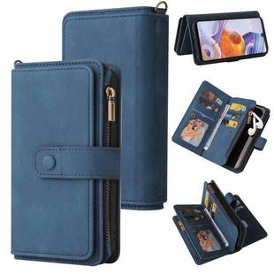 For LG Stylo 6 Skin Feel PU + TPU Horizontal Flip Leather Case With Holder & 15 Cards Slot & Wallet & Zipper Pocket & Lanyard(Blue)