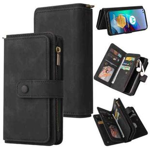 For Motorola Moto G100 Skin Feel PU + TPU Horizontal Flip Leather Case With Holder & 15 Cards Slot & Wallet & Zipper Pocket & Lanyard(Black)