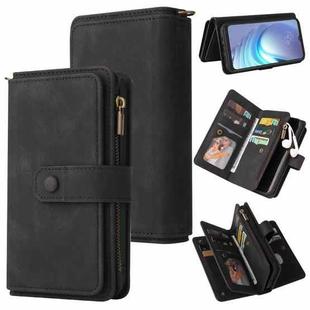 For Motorola Moto G50 Skin Feel PU + TPU Horizontal Flip Leather Case With Holder & 15 Cards Slot & Wallet & Zipper Pocket & Lanyard(Black)