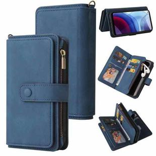 For Motorola Moto G Power (2021) Skin Feel PU + TPU Horizontal Flip Leather Case With Holder & 15 Cards Slot & Wallet & Zipper Pocket & Lanyard(Blue)
