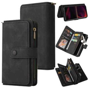 For Sony Xperia 5 III Skin Feel PU + TPU Horizontal Flip Leather Case With Holder & 15 Cards Slot & Wallet & Zipper Pocket & Lanyard(Black)