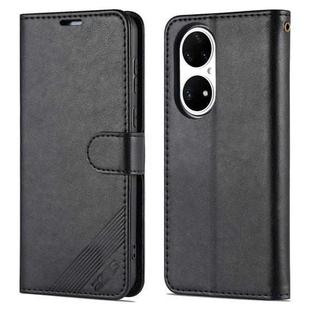 For Huawei P50 AZNS Sheepskin Texture Horizontal Flip Leather Case with Holder & Card Slots & Wallet(Black)