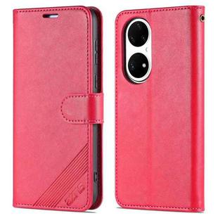 For Huawei P50 Pro AZNS Sheepskin Texture Horizontal Flip Leather Case with Holder & Card Slots & Wallet(Red)