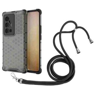 For vivo X70 Pro Plus Shockproof Honeycomb PC + TPU Case with Neck Lanyard(Black)