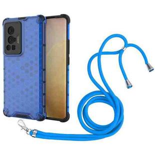 For vivo X70 Pro Shockproof Honeycomb PC + TPU Case with Neck Lanyard(Blue)