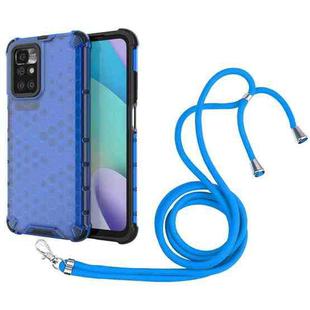 For Xiaomi Redmi 10 Shockproof Honeycomb PC + TPU Case with Neck Lanyard(Blue)