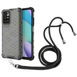For Xiaomi Redmi 10 Shockproof Honeycomb PC + TPU Case with Neck Lanyard(Black)
