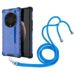 For Honor Magic3 Pro Plus Shockproof Honeycomb PC + TPU Case with Neck Lanyard(Blue)