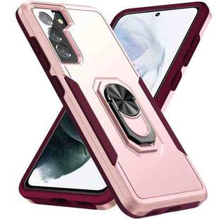 For Samsung Galay S21 5G Pioneer Armor Heavy Duty PC + TPU Shockproof Case with Holder(Pink)