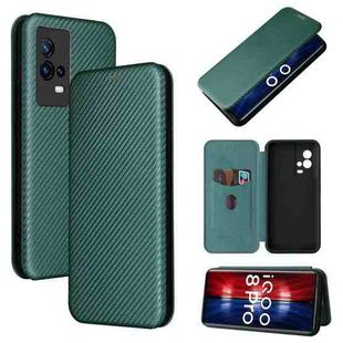 For vivo iQOO 8 Pro Carbon Fiber Texture Horizontal Flip TPU + PC + PU Leather Case with Card Slot(Green)
