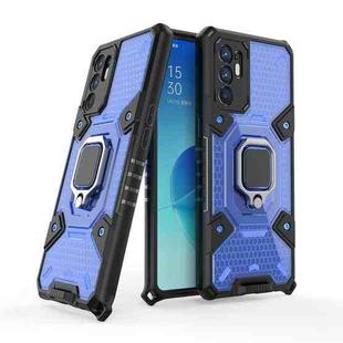 For OPPO Reno6 4G Overseas Version Space PC + TPU Ring Holder Protective Case(Blue)