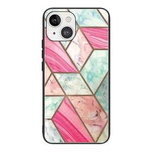 For iPhone 13 Abstract Marble Pattern Glass Protective Case(HC-A18)