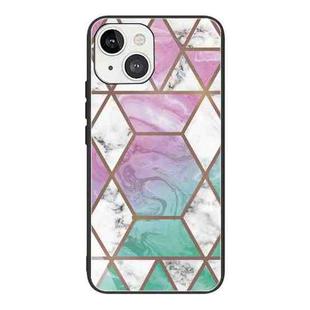 For iPhone 13 mini Abstract Marble Pattern Glass Protective Case (GK-A16)